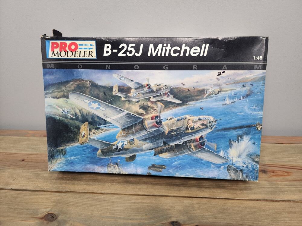 B-25J MITCHELL 1:48, Monogram Pro Modeler, c 1995, Open Box, Sealed Kit